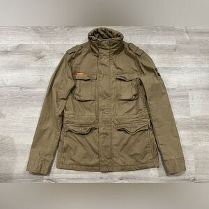 I234 Superdry Utility Jacket Mens L Large Khaki Rookie Military Canvas